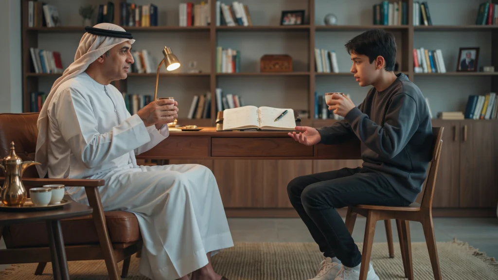 أب سعودي يحاور ابنه المراهق حول تنظيم وقته وأولوياته