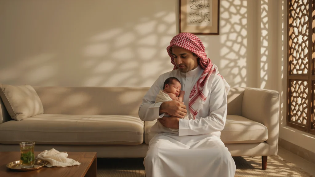 احتضان الأب السعودي لرضيعه ودوره في تحفيز ذكاء الرضيع وتنمية شخصيته