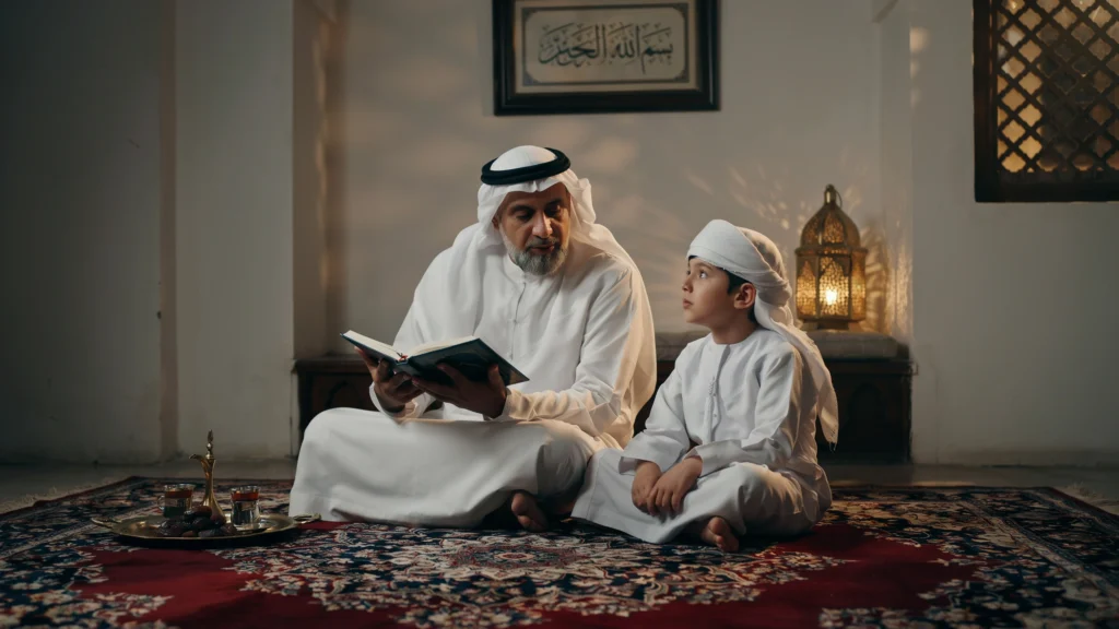 جد سعودي يقرأ القرآن مع حفيده لغرس البُعد الإيماني في تنمية موهبة الطفل