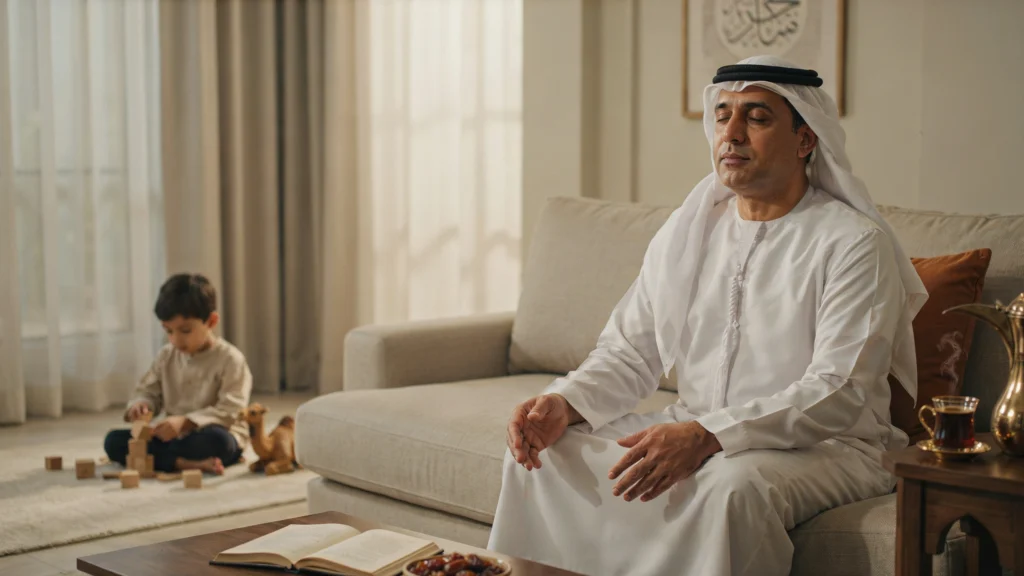 التحكم في الغضب أثناء التحدث مع الطفل - أب سعودي يهدّئ نفسه بالقهوة العربية