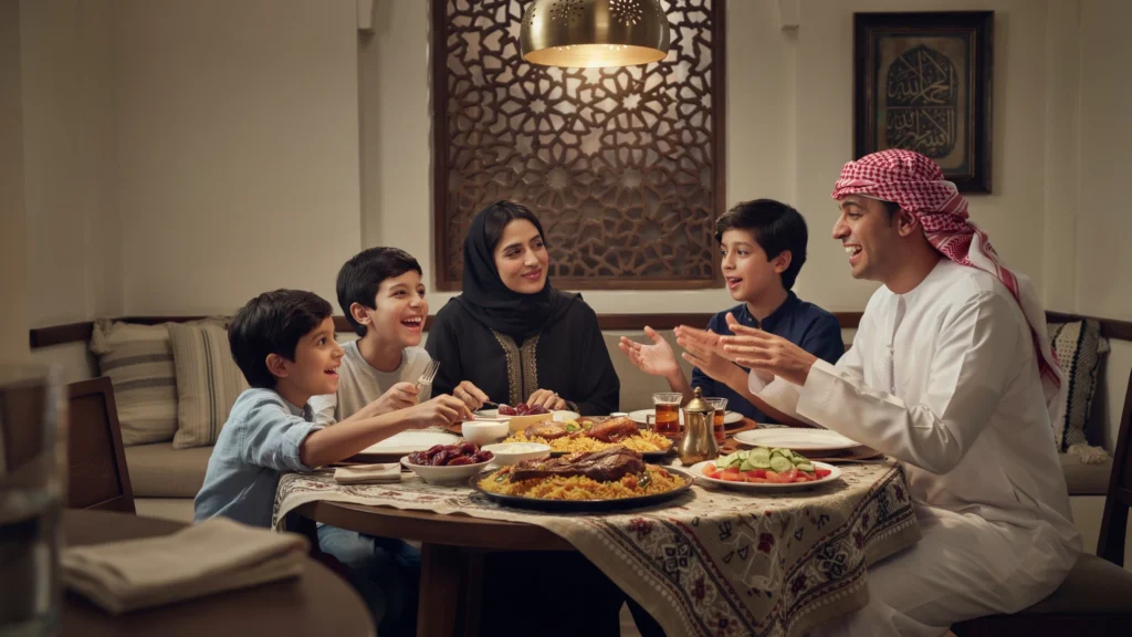 التربية بالحوار على مائدة العشاء العائلي بدون هواتف