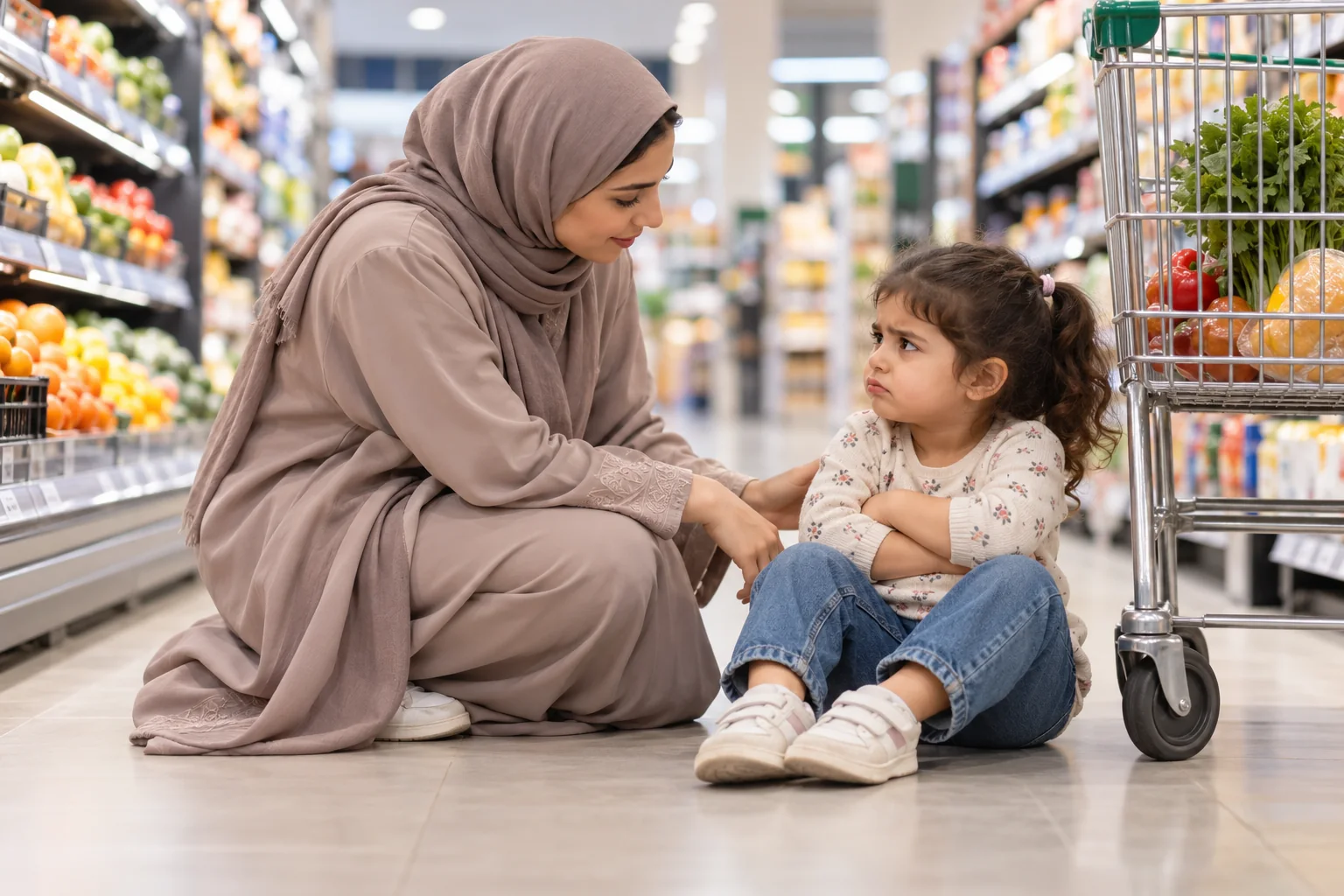 صراخ الطفل في السوق: 3 مراحل للتعامل مع النوبات بهدوء