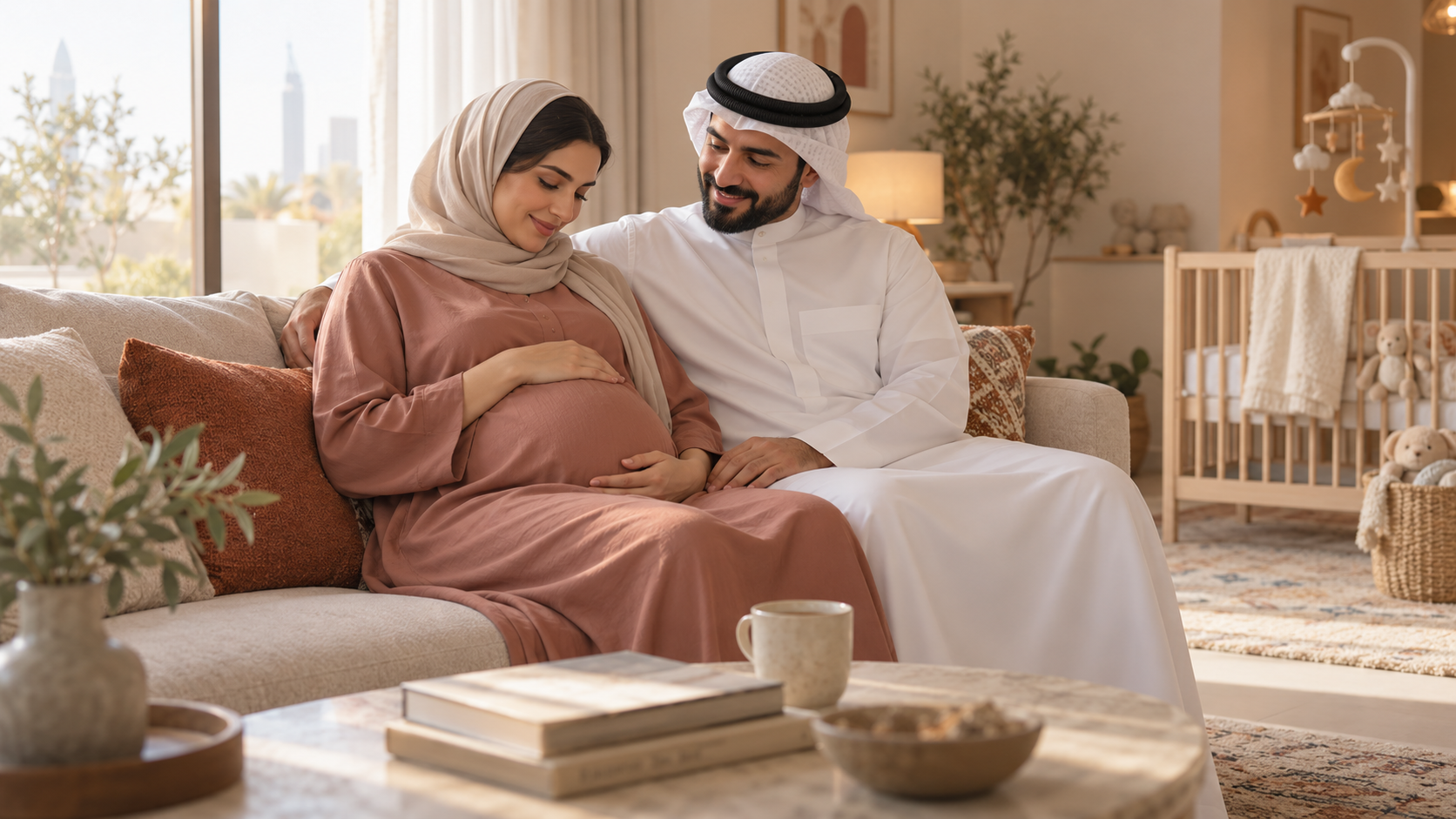زوجان عربيان يستعدان نفسيا بهدوء لاستقبال طفلهما الأول
